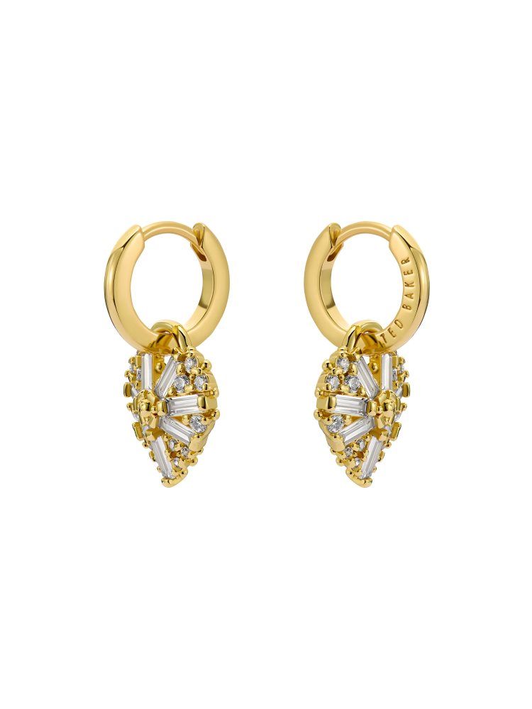 Bijuterii Dama Ted Baker Cherise - Crystal Cluster Heart Pendant Hoop Earrings Aurii | 925163-RJW