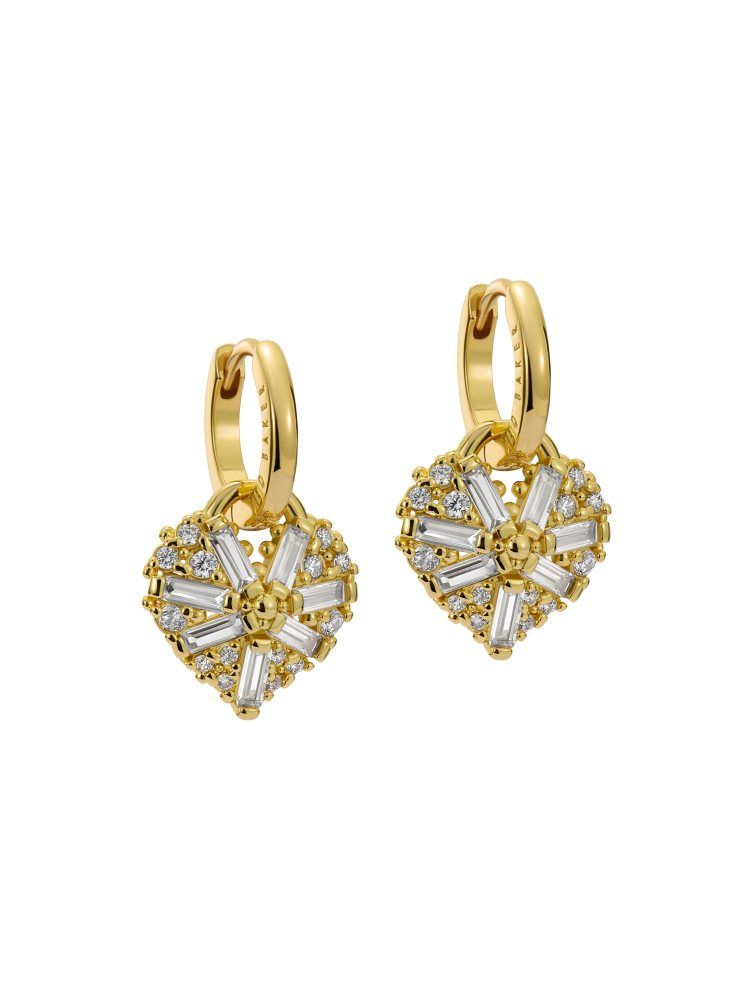 Bijuterii Dama Ted Baker Cherise - Crystal Cluster Heart Pendant Hoop Earrings Aurii | 925163-RJW