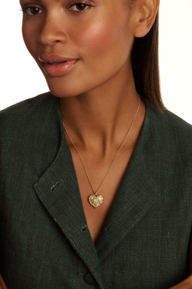 Bijuterii Dama Ted Baker Cherish - Crystal Heart Locket Pendant Necklace Aurii | 240859-UPG