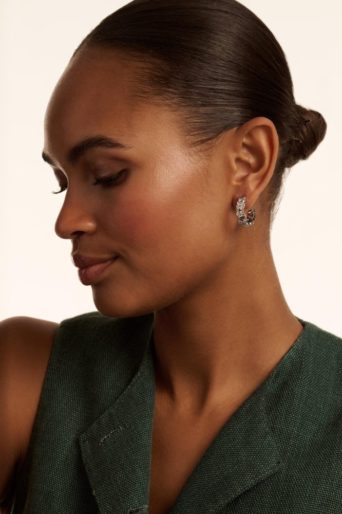 Bijuterii Dama Ted Baker Clarence - Crystal Cluster Hoop Earrings Argintii | 589026-UAH