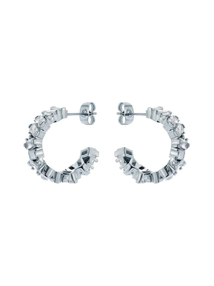 Bijuterii Dama Ted Baker Clarence - Crystal Cluster Hoop Earrings Argintii | 589026-UAH
