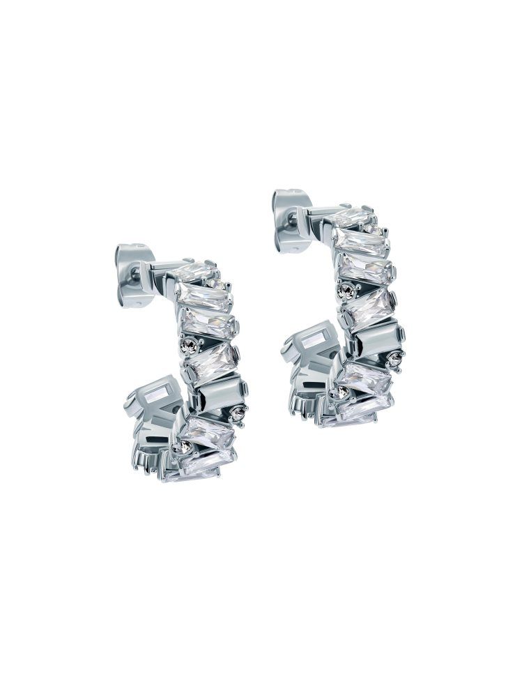 Bijuterii Dama Ted Baker Clarence - Crystal Cluster Hoop Earrings Argintii | 589026-UAH