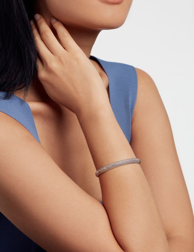 Bijuterii Dama Ted Baker Dotett - Dotted Texture Hinged Bangle Bracelet Argintii | 013526-CIL