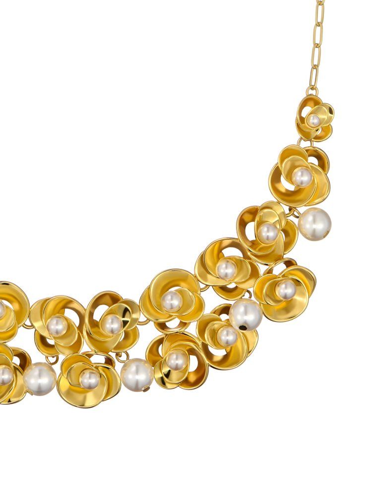 Bijuterii Dama Ted Baker Floressa - Pearl Flower Necklace Aurii | 431856-VLZ