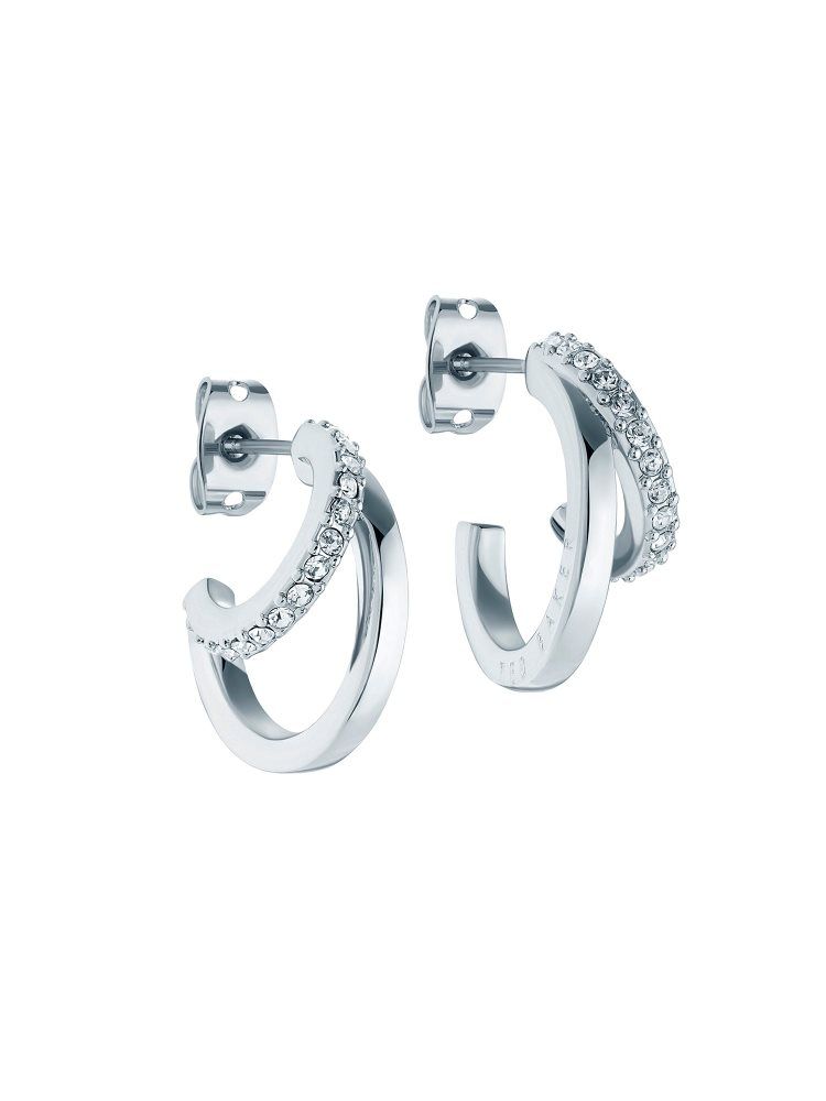 Bijuterii Dama Ted Baker Helias - Crystal Double Hoop Earrings Argintii | 059617-UJV