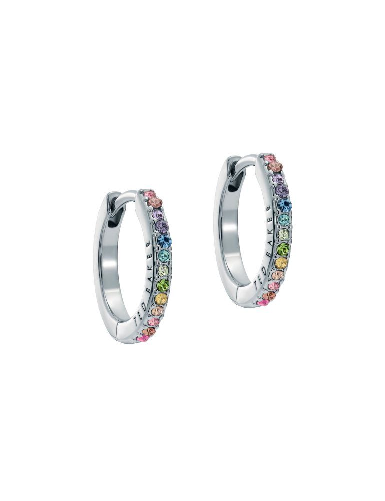 Bijuterii Dama Ted Baker Heplie - Crystal Huggie Hoop Earrings Argintii | 037485-QZP