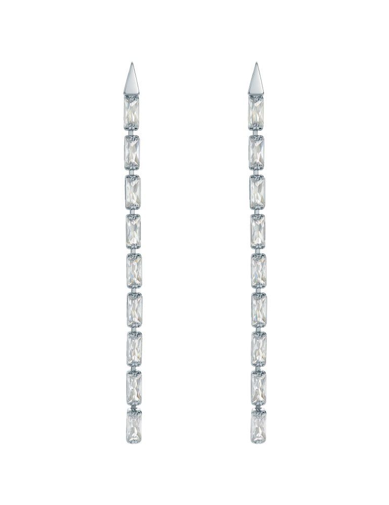 Bijuterii Dama Ted Baker Isalie - Baguette Crystal Long Drop Earrings Argintii | 280961-LDP