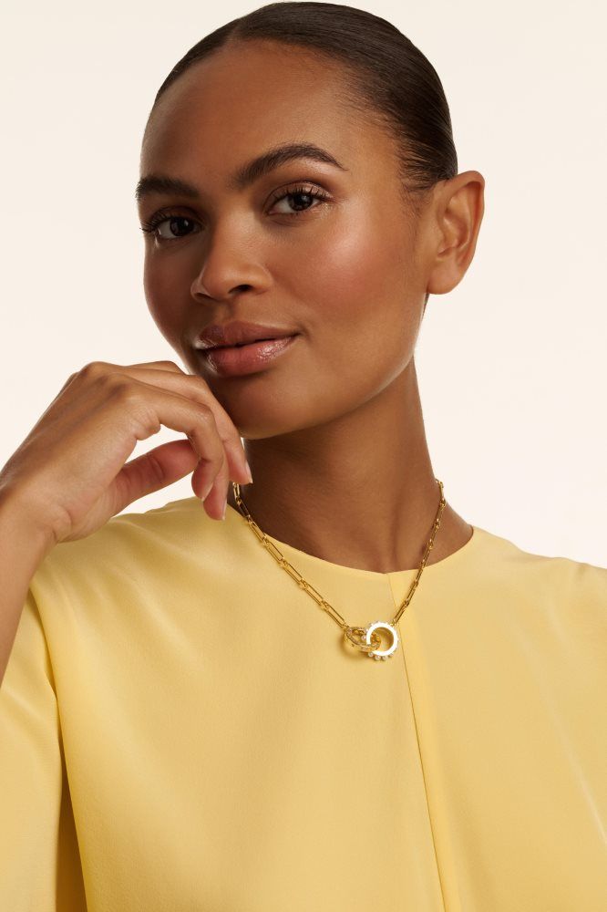 Bijuterii Dama Ted Baker Lola - Double Logo Link Necklace Aurii | 802163-WMP