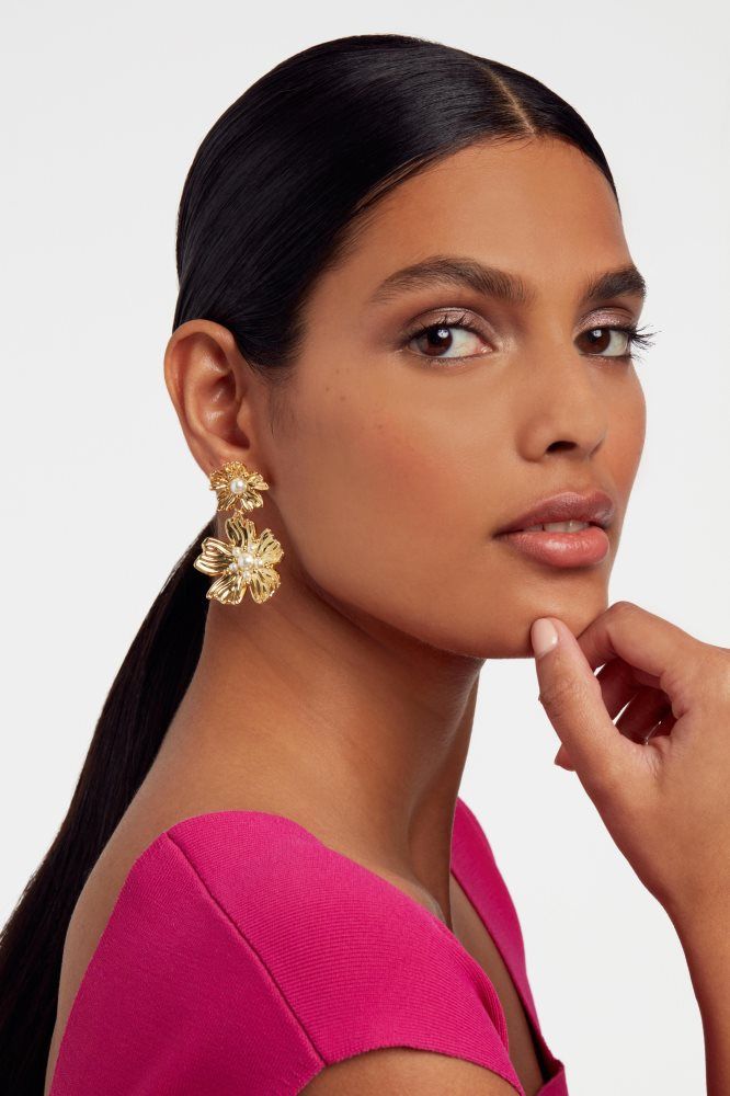 Bijuterii Dama Ted Baker Petaria - Flower Statement Drop Earrings Aurii | 309425-UIJ