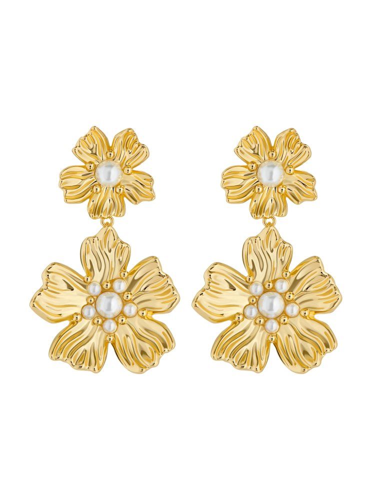 Bijuterii Dama Ted Baker Petaria - Flower Statement Drop Earrings Aurii | 309425-UIJ