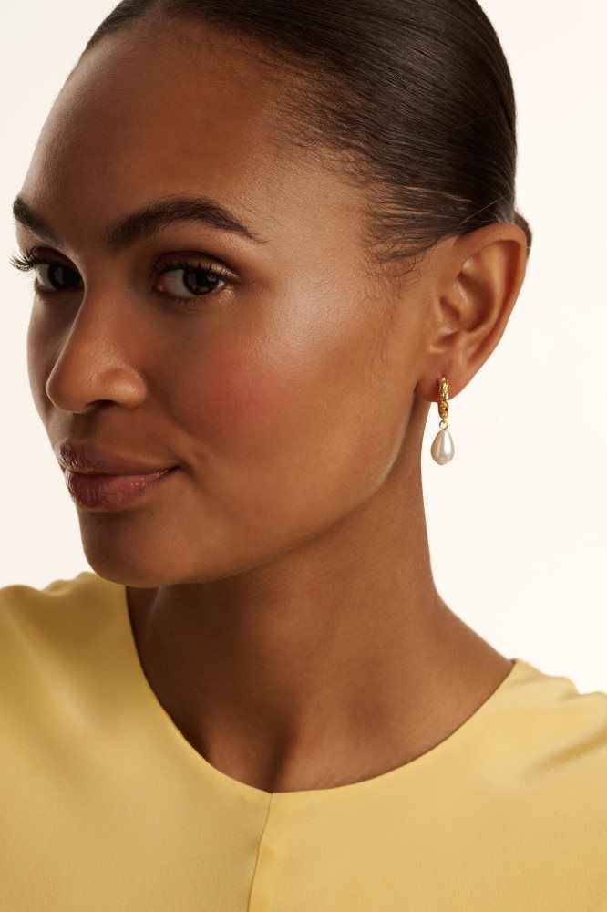 Bijuterii Dama Ted Baker Tilly - Pearl Pendant Twisted Hoop Earrings Aurii | 184209-TAE