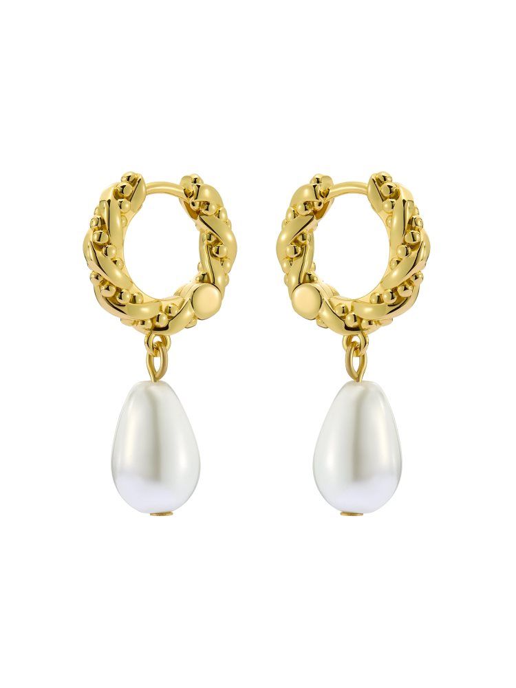 Bijuterii Dama Ted Baker Tilly - Pearl Pendant Twisted Hoop Earrings Aurii | 184209-TAE