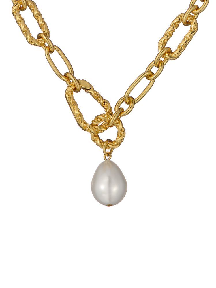 Bijuterii Dama Ted Baker Timora - Pearl Pendant Twisted Chain Necklace Aurii | 958420-TPB