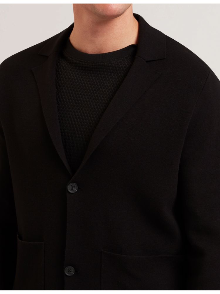 Blazere Barbati Ted Baker Petres - Knitted Button Up Cardigan Jacket Negrii | 602139-MKV