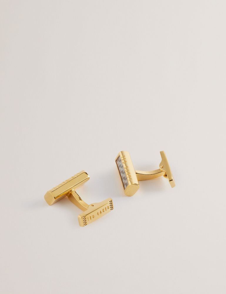 Butoni Barbati Ted Baker Carbie - Carbon Fibre Bar Metal Cufflinks Aurii | 291537-RIM