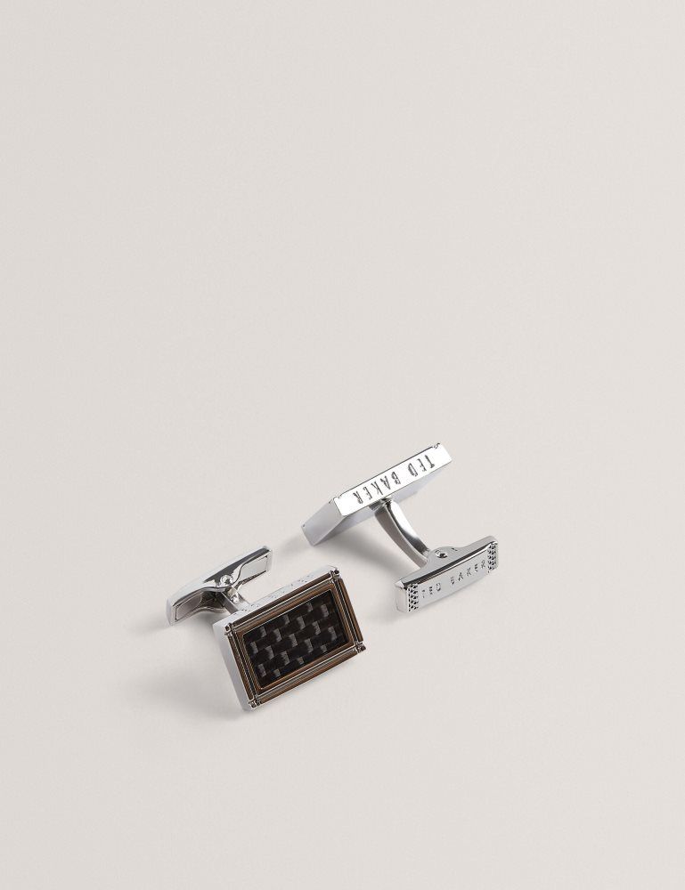 Butoni Barbati Ted Baker Carmont - Carbon Cufflink And Tie Clip Set Argintii | 406913-UIS