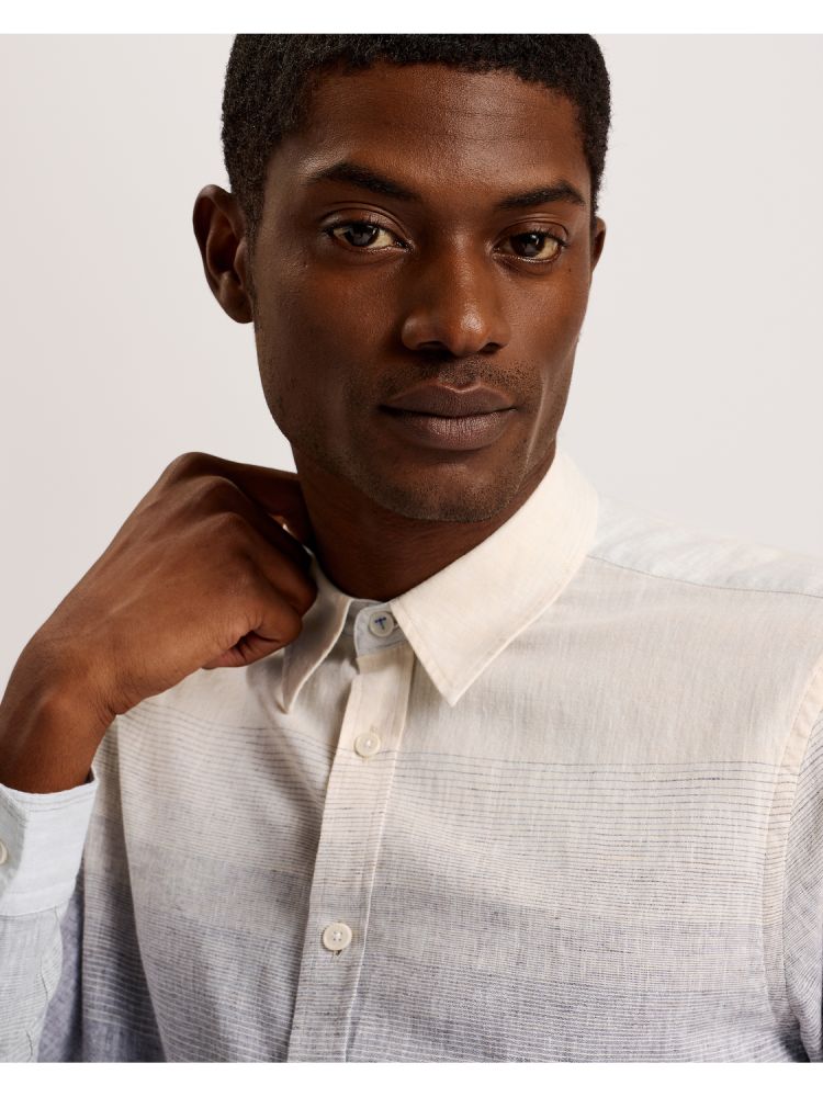 Camasa Barbati Ted Baker Ackley - Long Sleeve Regular Ombre Print Shirt Colorati | 250741-ATZ