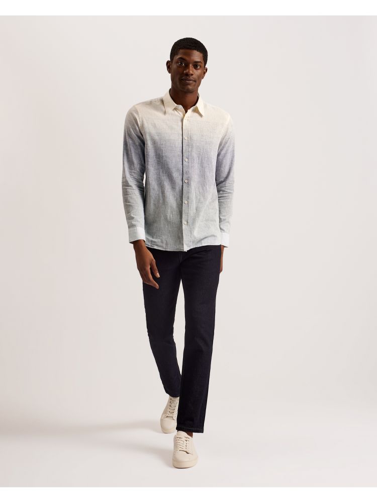 Camasa Barbati Ted Baker Ackley - Long Sleeve Regular Ombre Print Shirt Colorati | 250741-ATZ