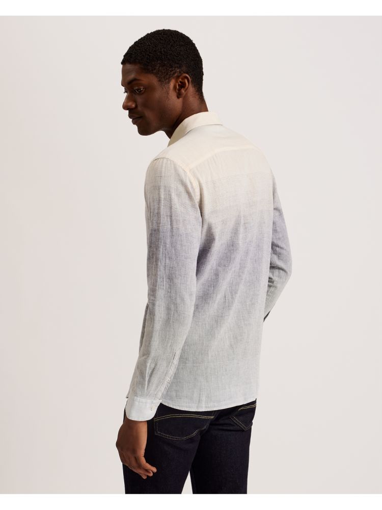 Camasa Barbati Ted Baker Ackley - Long Sleeve Regular Ombre Print Shirt Colorati | 250741-ATZ