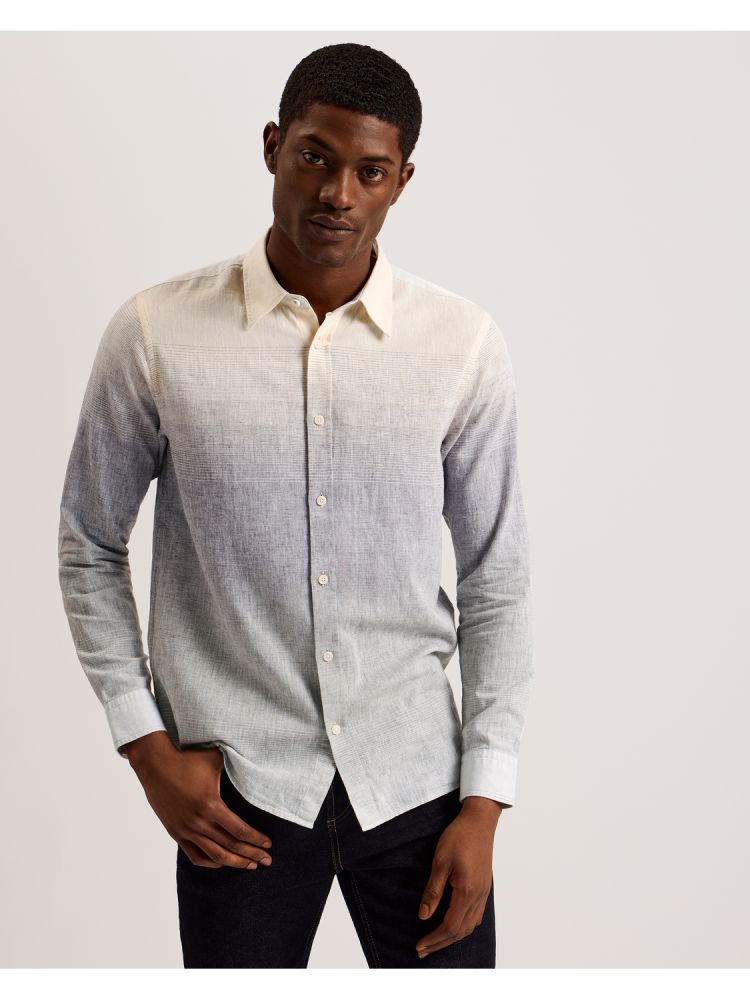Camasa Barbati Ted Baker Ackley - Long Sleeve Regular Ombre Print Shirt Colorati | 250741-ATZ