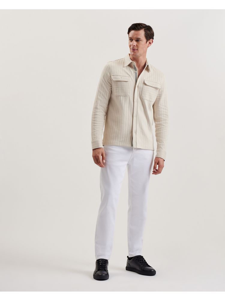 Camasa Barbati Ted Baker Belza - Textured Cotton Utility Pocket Overshirt Bej | 401738-DJH