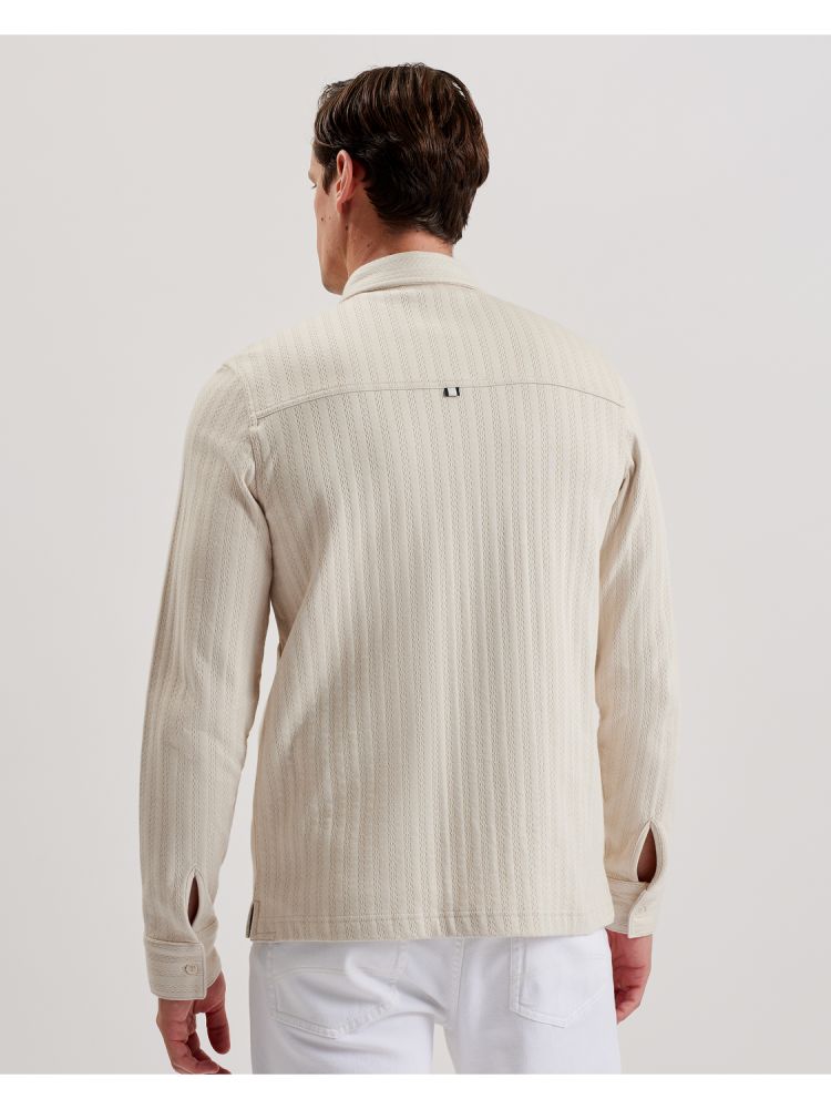 Camasa Barbati Ted Baker Belza - Textured Cotton Utility Pocket Overshirt Bej | 401738-DJH