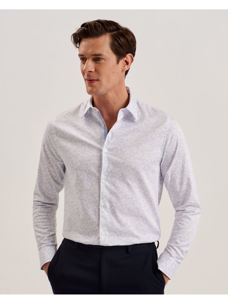 Camasa Barbati Ted Baker Lovelad - Ditsy Floral Print Long Sleeve Shirt Albastri | 962573-BDI