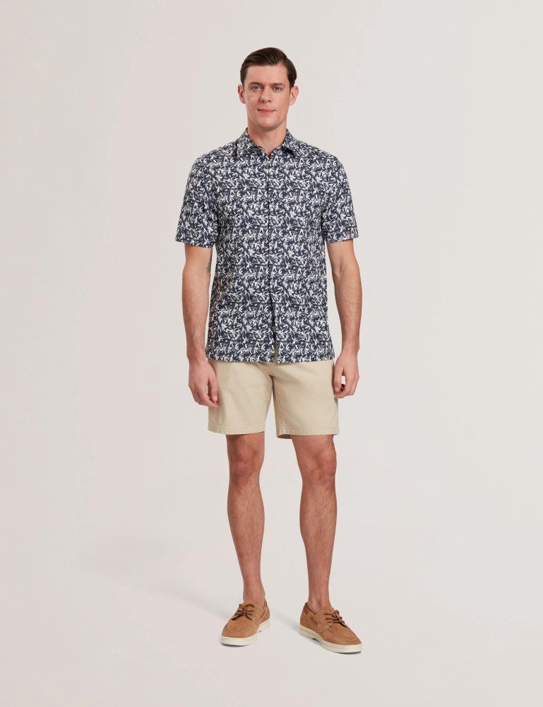 Camasa Barbati Ted Baker Tavaro - Short Sleeve Abstract Floral Shirt Bleumarin | 495237-HYO