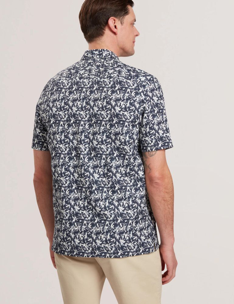 Camasa Barbati Ted Baker Tavaro - Short Sleeve Abstract Floral Shirt Bleumarin | 495237-HYO