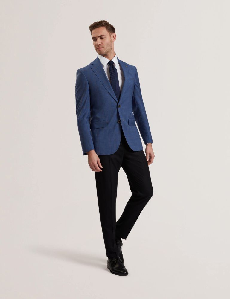 Costume Barbati Ted Baker Jay - Textured Woven Wool Suit Jacket Bleumarin | 453897-QZC