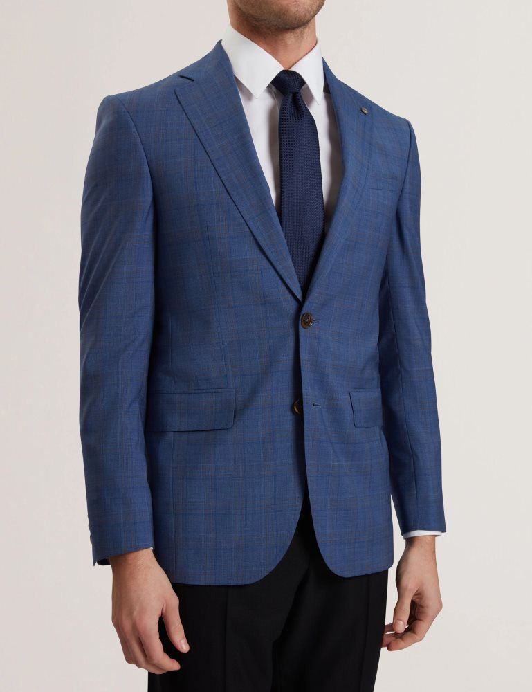Costume Barbati Ted Baker Jay - Textured Woven Wool Suit Jacket Bleumarin | 453897-QZC
