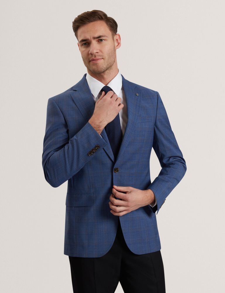 Costume Barbati Ted Baker Jay - Textured Woven Wool Suit Jacket Bleumarin | 453897-QZC