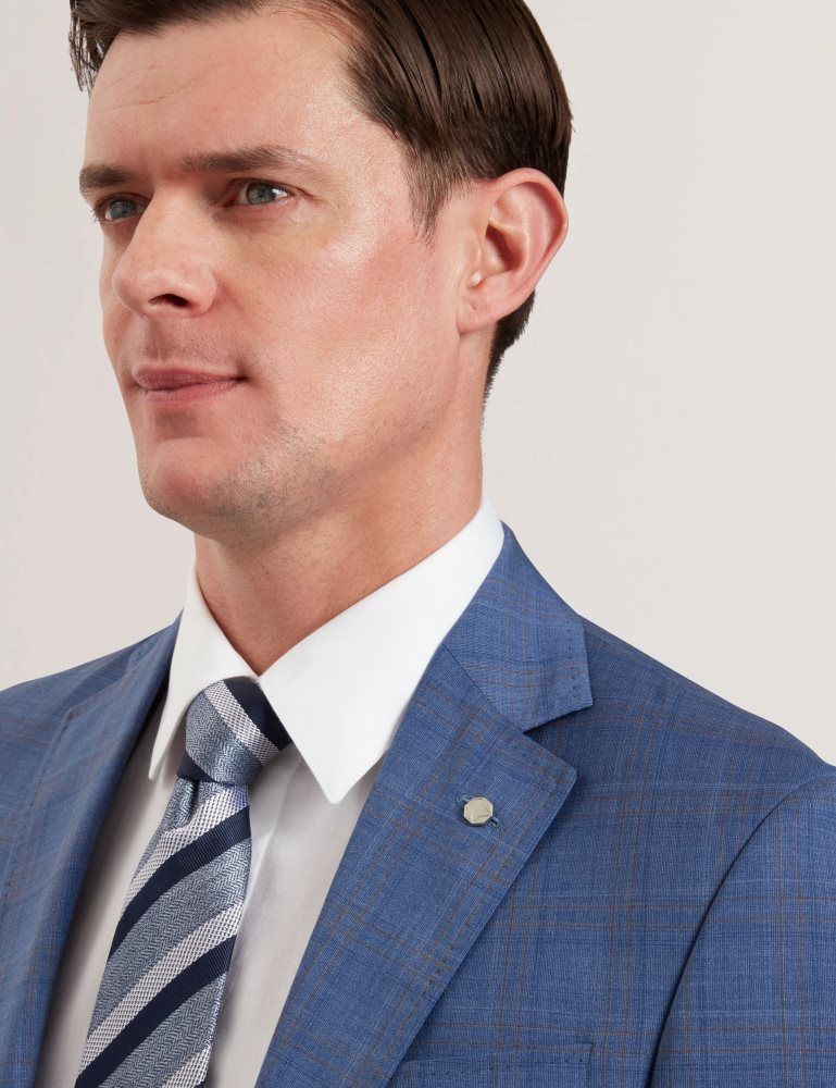 Costume Barbati Ted Baker Jayad - Slim Fit Blue Check Wool Suit Jacket Albastri | 875341-SVL