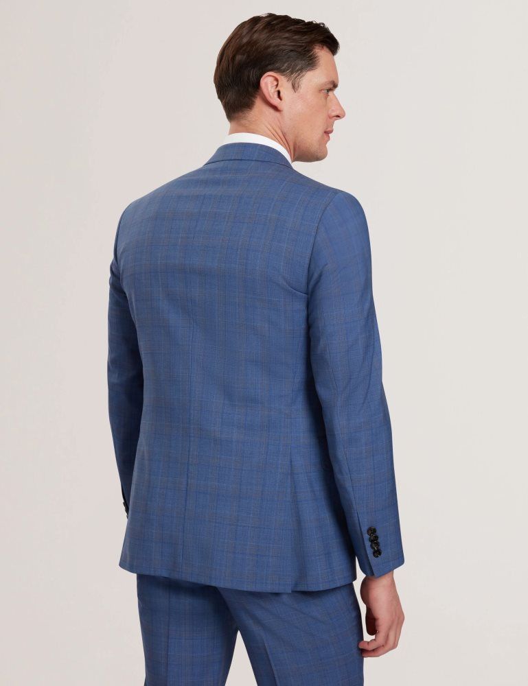 Costume Barbati Ted Baker Jayad - Slim Fit Blue Check Wool Suit Jacket Albastri | 875341-SVL