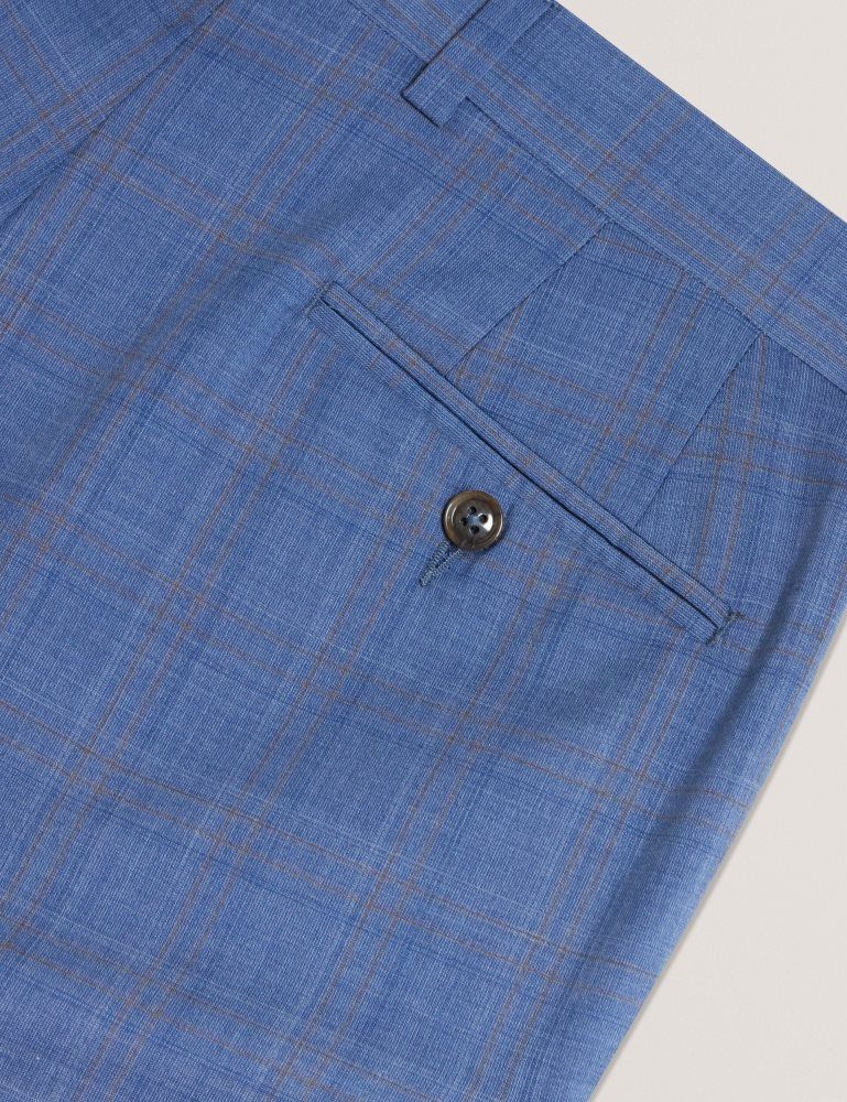 Costume Barbati Ted Baker Jayads - Slim Fit Blue Check Wool Suit Pants Albastri | 265904-VBX
