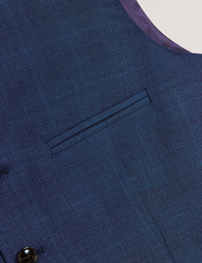 Costume Barbati Ted Baker Jayalav - Slim Fit Navy Check Wool Suit Vest Bleumarin | 018569-MLU