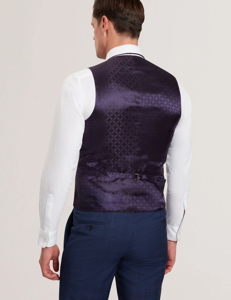 Costume Barbati Ted Baker Jayalav - Slim Fit Navy Check Wool Suit Vest Bleumarin | 018569-MLU