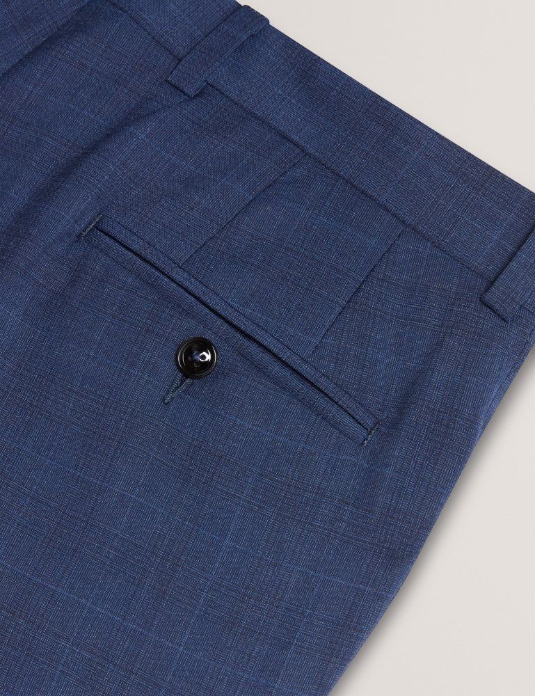 Costume Barbati Ted Baker Jayals - Slim Fit Navy Check Wool Suit Pants Bleumarin | 587940-MKR