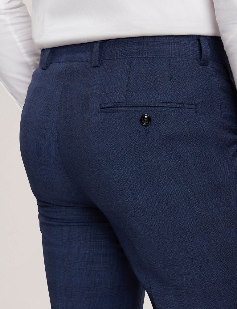Costume Barbati Ted Baker Jayals - Slim Fit Navy Check Wool Suit Pants Bleumarin | 587940-MKR