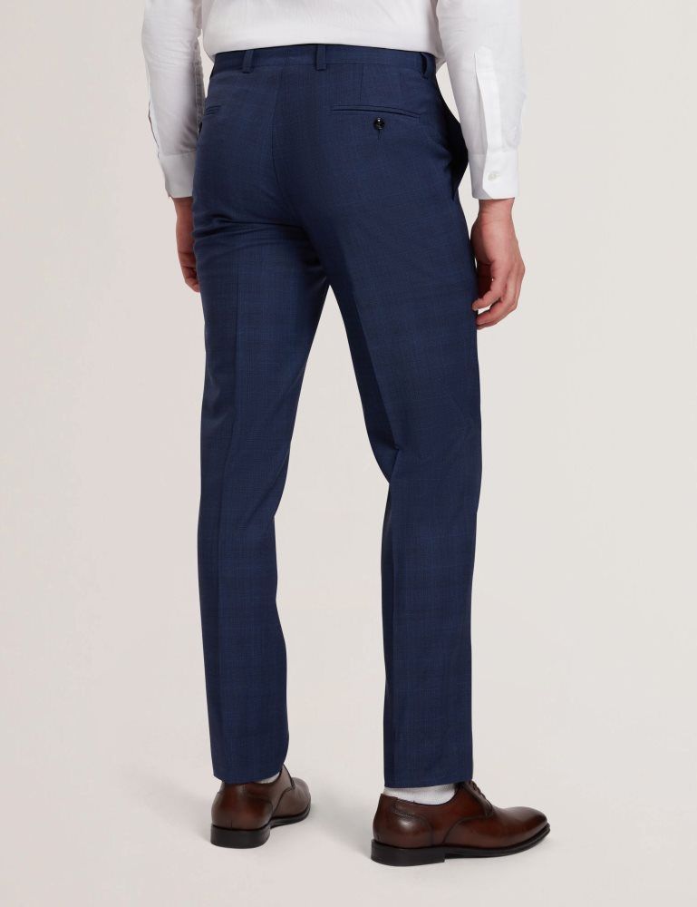 Costume Barbati Ted Baker Jayals - Slim Fit Navy Check Wool Suit Pants Bleumarin | 587940-MKR