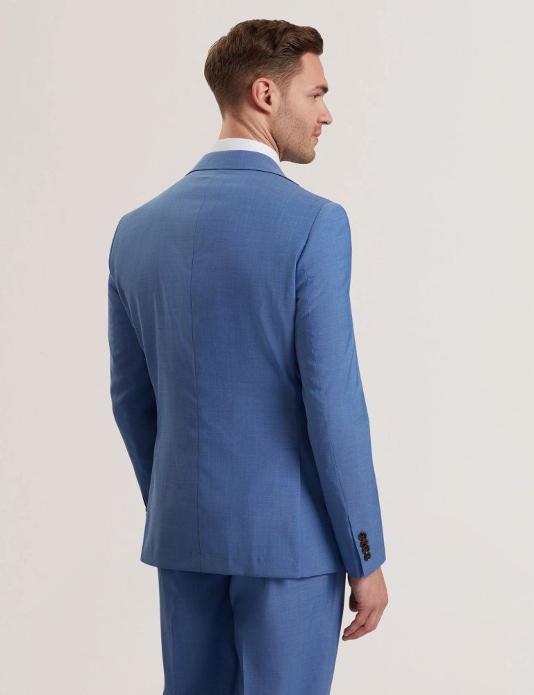 Costume Barbati Ted Baker Jaying - Slim Fit Blue Textured Wool Suit Jacket Albastri | 765328-NOX
