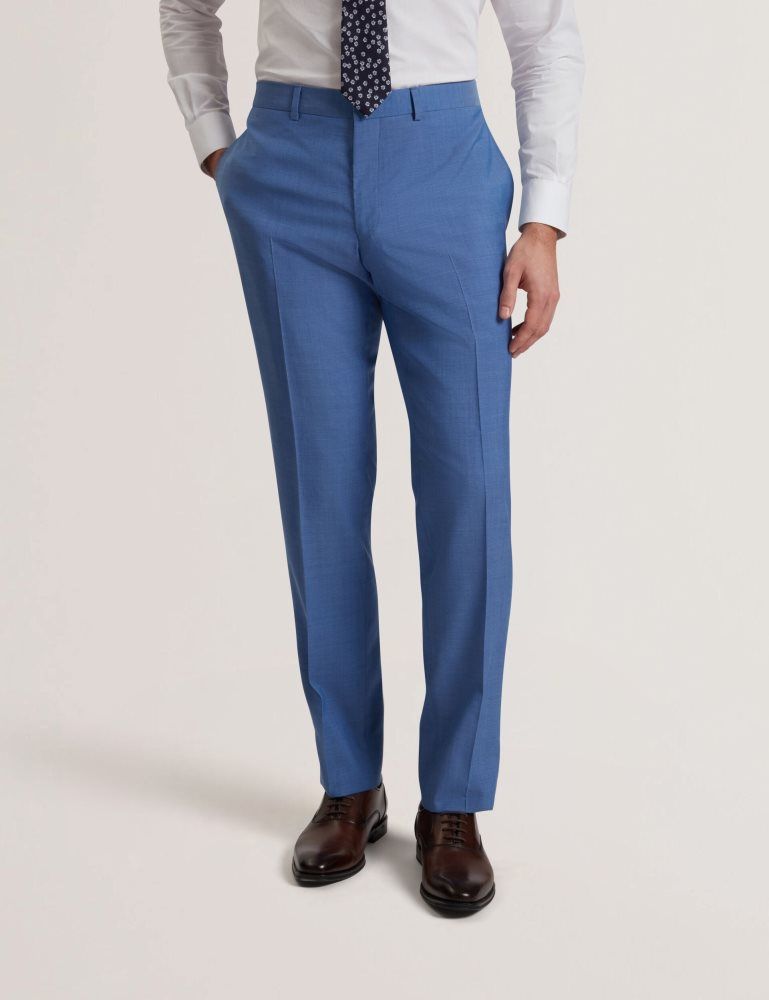 Costume Barbati Ted Baker Jayings - Slim Fit Blue Textured Wool Suit Pants Albastri | 527308-LDM