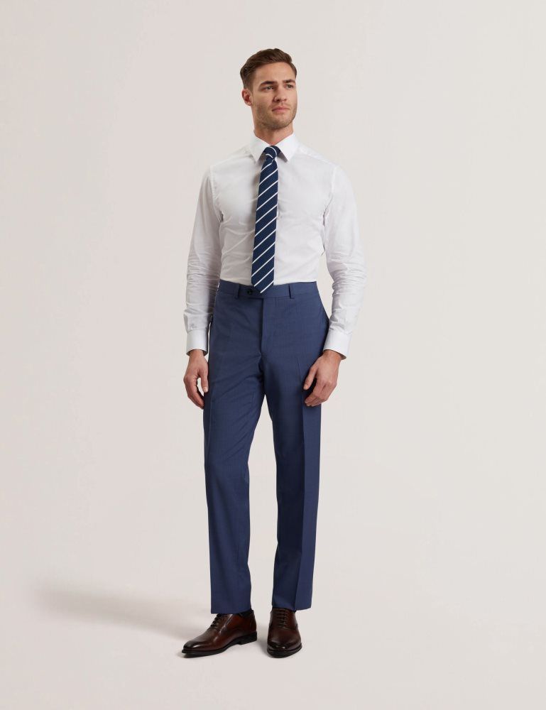 Costume Barbati Ted Baker Jays - Textured Woven Wool Suit Pants Bleumarin | 702465-TSG
