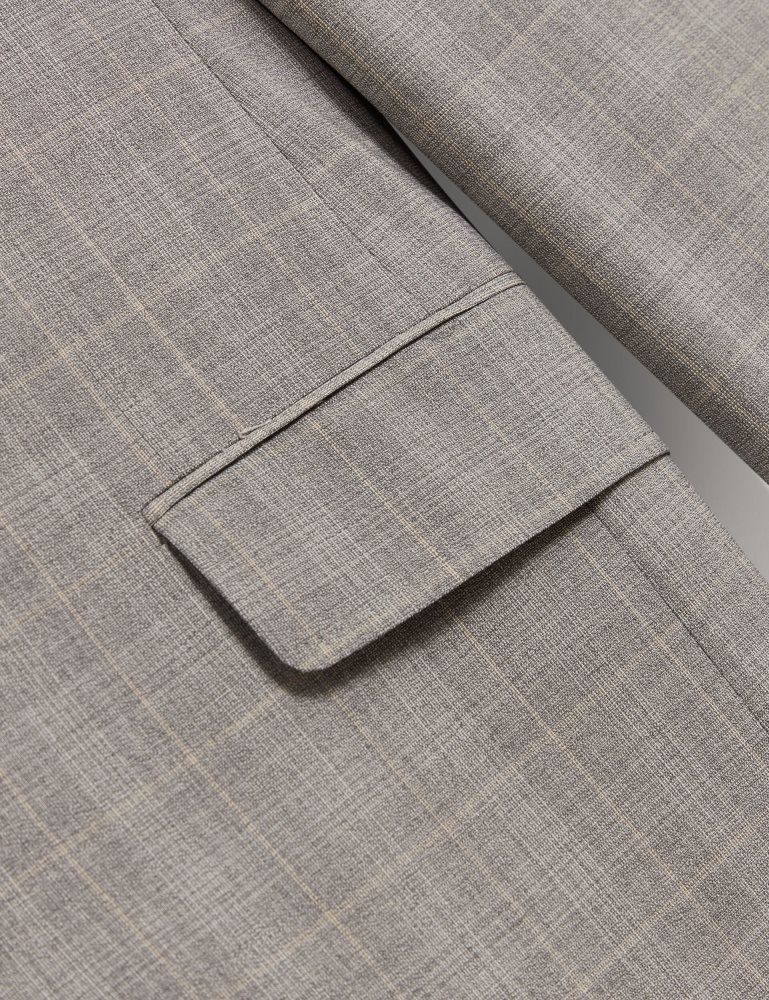 Costume Barbati Ted Baker Jayson - Slim Fit Grey Check Wool Suit Jacket Gri | 739825-UCL