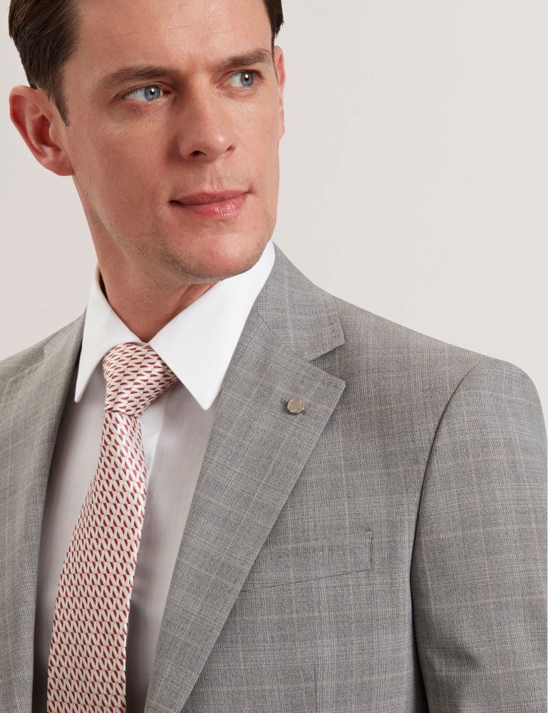 Costume Barbati Ted Baker Jayson - Slim Fit Grey Check Wool Suit Jacket Gri | 739825-UCL