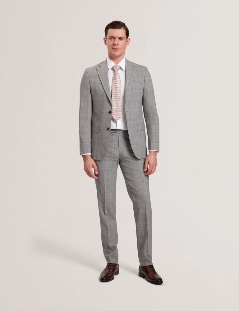 Costume Barbati Ted Baker Jaysons - Slim Fit Grey Check Wool Suit Pants Gri | 846359-SVJ