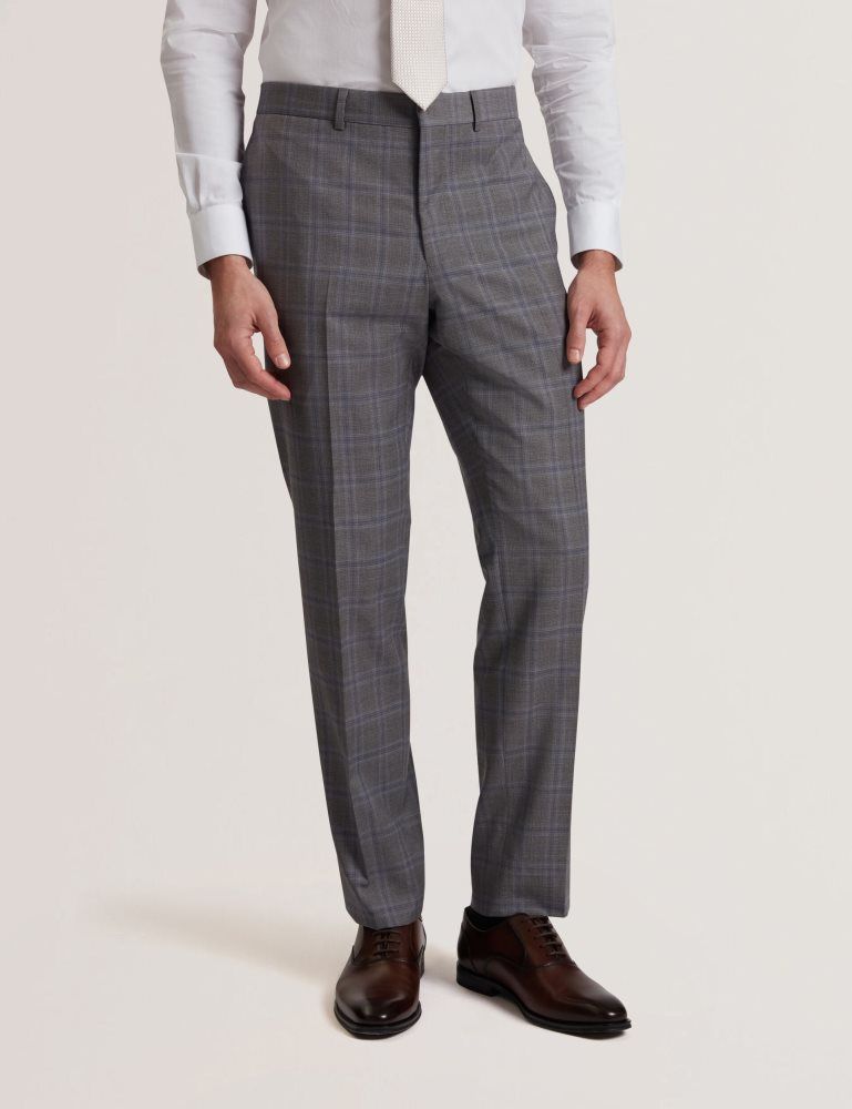 Costume Barbati Ted Baker Rons - Windowpane Check Wool Suit Pants Gri | 427350-MIA