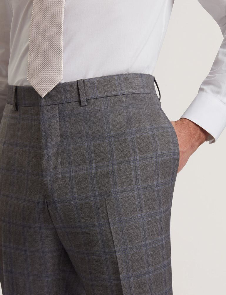 Costume Barbati Ted Baker Rons - Windowpane Check Wool Suit Pants Gri | 427350-MIA