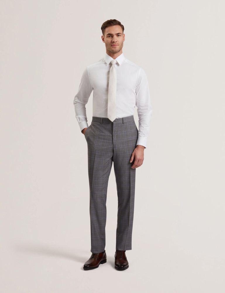 Costume Barbati Ted Baker Rons - Windowpane Check Wool Suit Pants Gri | 427350-MIA