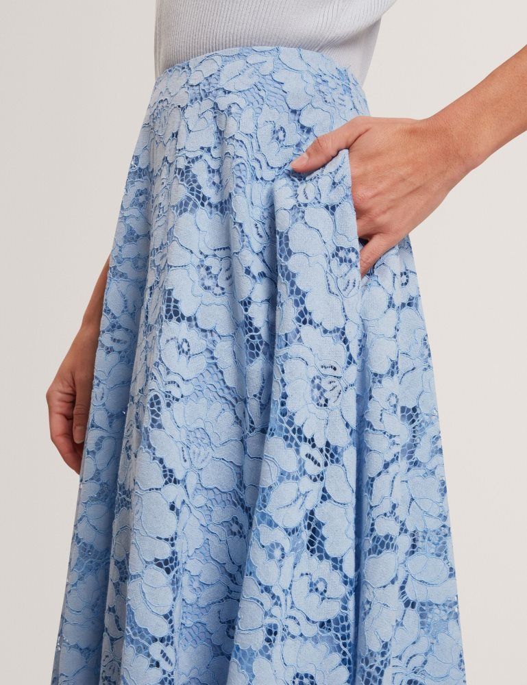 Costume Dama Ted Baker Demiee - Lace Voluminous A-line Midi Skirt Albastri | 372154-SNJ